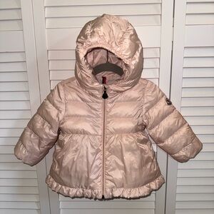 Moncler Light Pink Hooded Puffer Jacket for Baby Girl